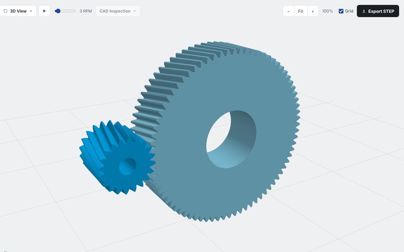 3D helical gear pair with the Export STEP button